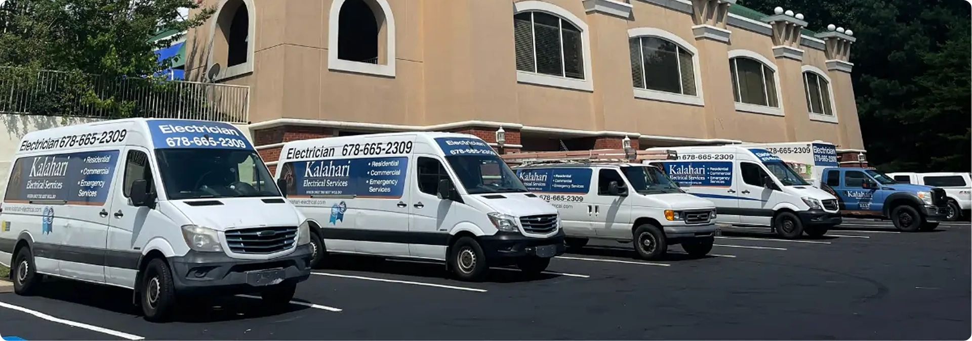 Kalahari Electrical Services office and fleet of electrician vans