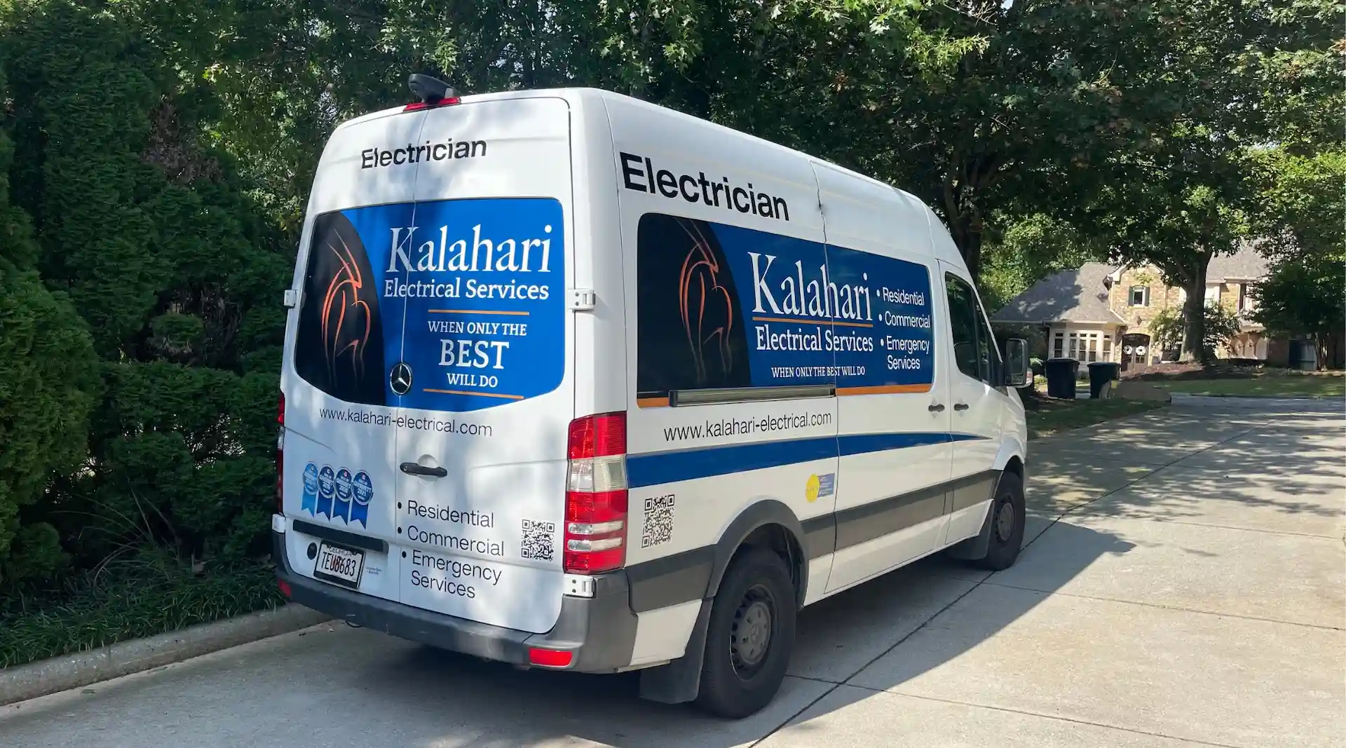 Kalahari Electrical Services van parked in residential neighborhood